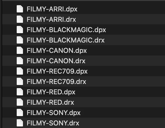Filmy PowerGrade and LUTs